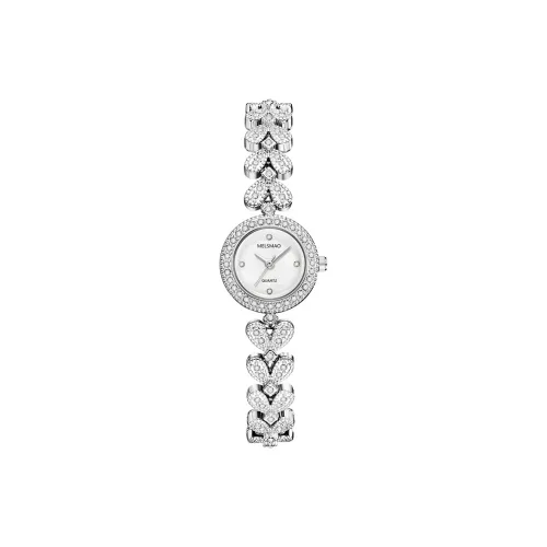 MELSMAO Полностью покрытый Ромб Маленький Часы Кварцевый механизм Сплав Ремешок Часы Женские Часы Серебристый циферблат