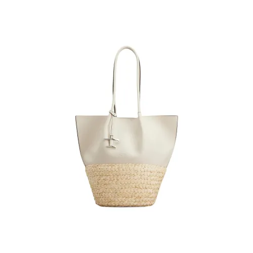 TOD'S Телячья кожа Тоут Сумка Сумка для покупок Сумка на плечо Женская Белая