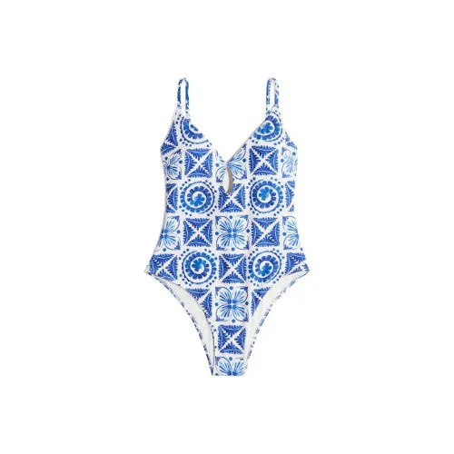 H&M Белый/Синий Цветочный Женские Купальники Ван-Пис