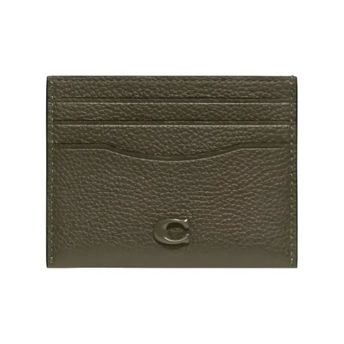 COACH Card Case Кожаный Кошелек для монет держатель для карт Унисекс Оливково-зеленый