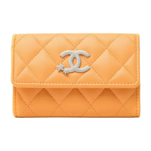 CHANEL Lambskin Clutch Wallet Women's Orange CHANEL Клатч Кошелек из овечьей кожи Женский Оранжевый