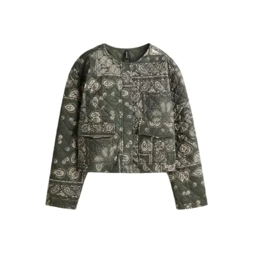 H&M Темный хаки с пейсли цветочный женский куртки