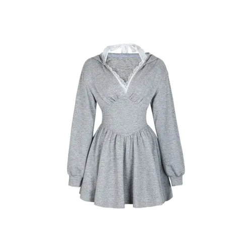 Женские длинные платья с длинными рукавами цвета фотиния серого