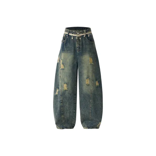 OULUDE Винтажные синие мужские джинсы