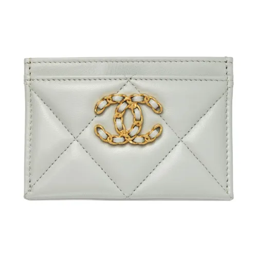 CHANEL 19Bag Lambskin Кожаный кошелек для карт Женский Серый Синий