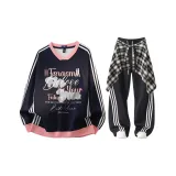 Темно-синие, розовые и черные штаны