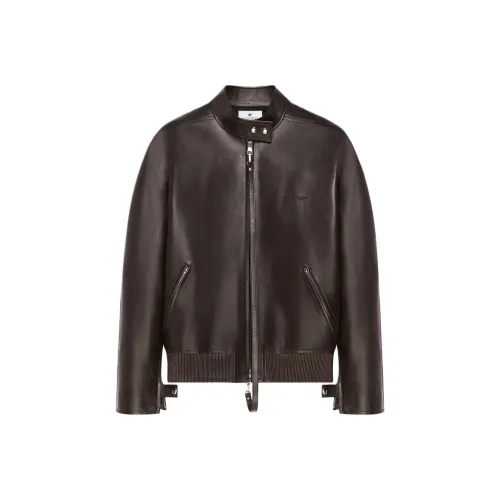 COURREGES FW25 Вышитая кожаная куртка-бомбер кожаная куртка унисекс