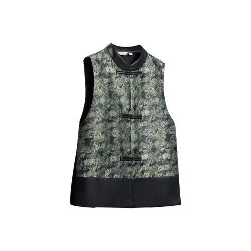 SIBAISHE Черный и Зеленый Цветочный Женский Жилеты
