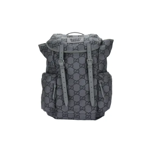 GUCCI Переработанный полиэстер сатин ткань обметка рюкзак большой мужской темно-серый и черный