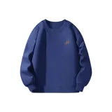 [Round Neck Sweatshirt] Синий (с Веселым Коричневым Логотипом на Груди)