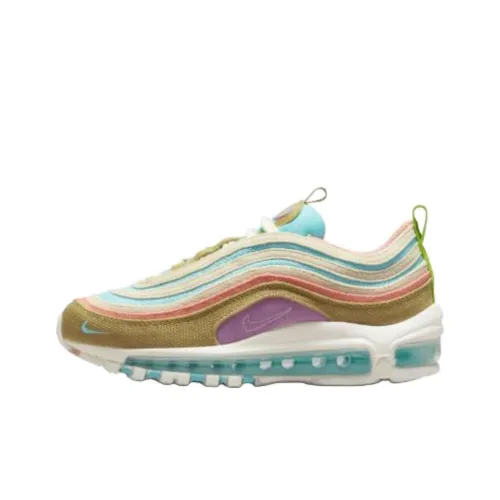 Nike Air Max 97 Rebound And Breathable Низкий Топ Детская Беговая Обувь Синий Коричневый Розовый Подростки