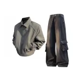 Серый топ + черные штаны