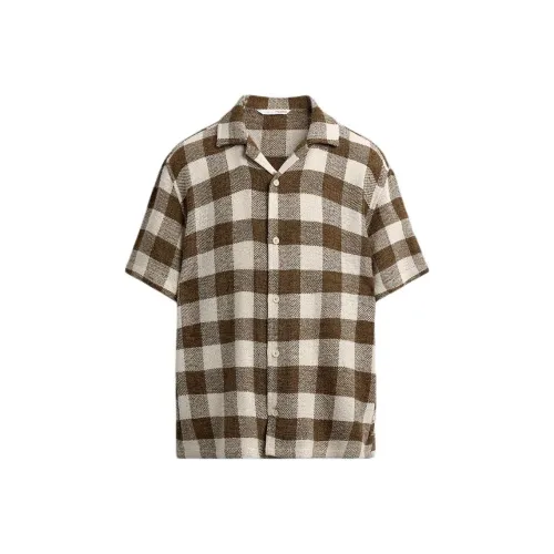 ZARA Светло-бежевые Желтые Мужские Рубашки