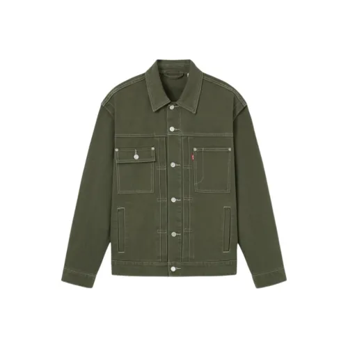 Levis Мужские Джинсовые Куртки Морской Зеленый