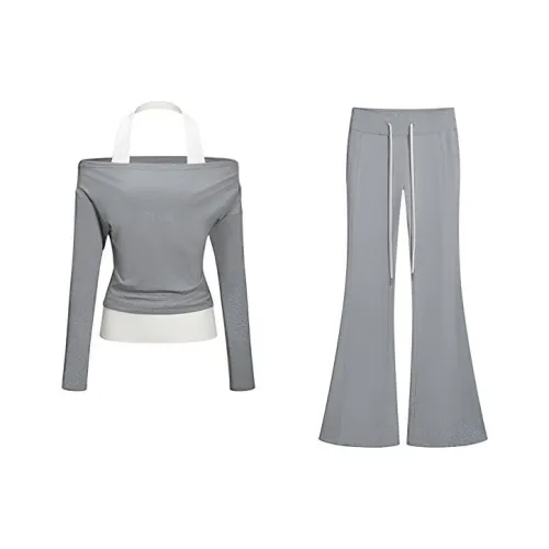 SISC Серый Двухкомпонентный Комплект Женские Повседневные Костюмы