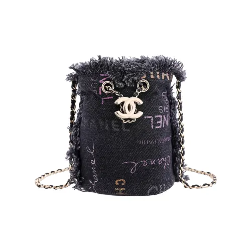 CHANEL Деним Сумка-ведро Сумка через плечо Сумка на плечо Мини Женская Черная