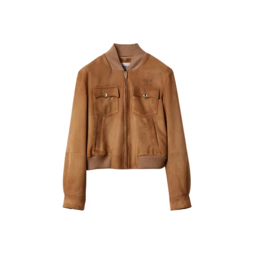 MIU MIU Коричневый Женский Кожаный Куртки