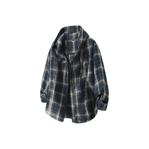 Dark Horse Comics Синие Серые Клетчатые Унисекс Рубашки