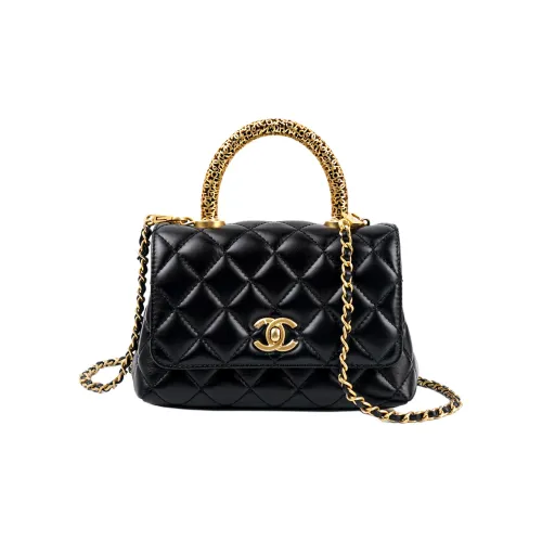 CHANEL 22A Early Autumn Корова Кожа Цепочка Сумка Сумка Маленькая Женская Черная