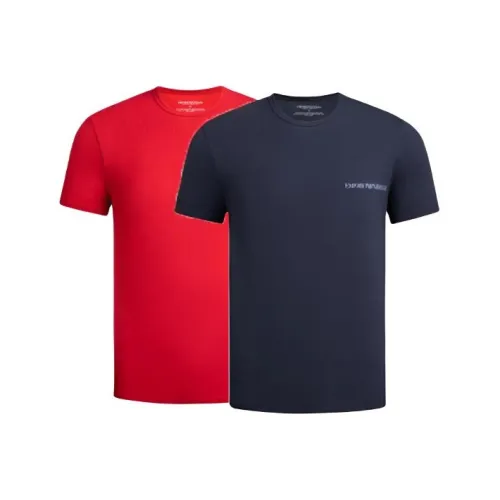 EMPORIO ARMANI 2 пачки Красный + Темно-синий Синий Мужская T-рубашка