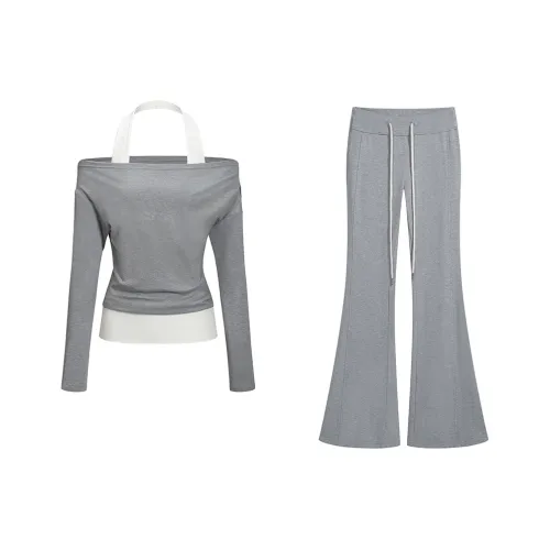 VKXOW Серый Женский Повседневный Костюм