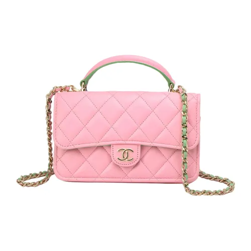 CHANEL WOC Овчина Сумка Сумка через плечо Сумка через плечо Мини Женская Розовая Зеленая