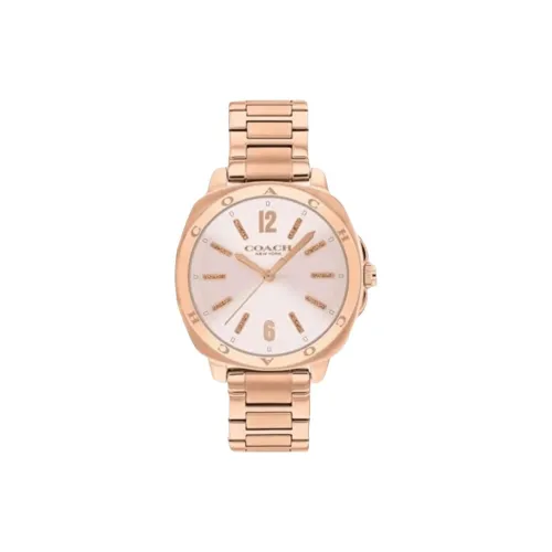 COACH Kitt Наручные часы Кварцевый механизм Ремешок из нержавеющей стали 34 мм Розовый циферблат Женские часы