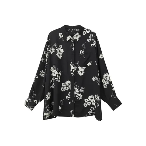 NINE WEST Черный с белыми цветами Женские Рубашки