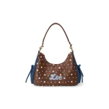 Коричневый в горошек и синий