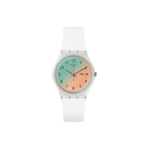 SWATCH Originals Collection Кварцевый механизм Женские часы 34 мм Зеленый циферблат Пластиковый корпус Часы Силиконовый ремешок