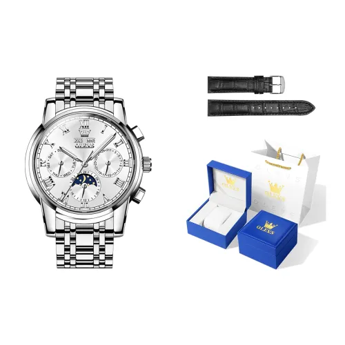 OLEVS Механический механизм ремешок из нержавеющей стали черный циферблат мужские часы