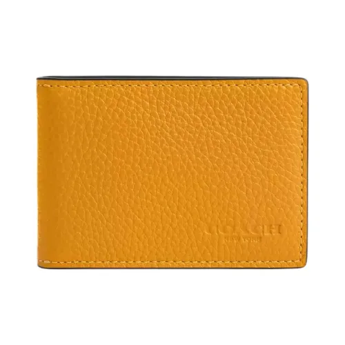 COACH Компактный Зернистая кожа личи Кожа Кошелек Мини Женские Желтый