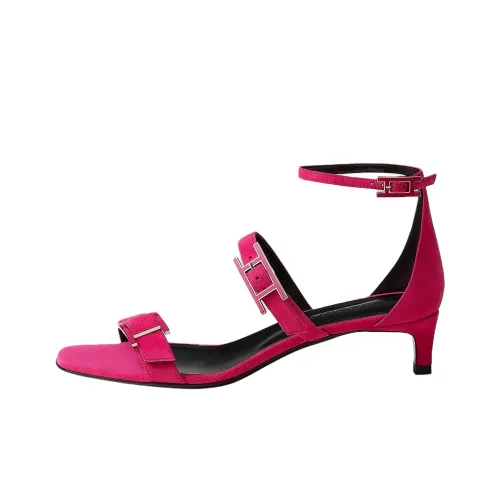 HERMES Liv one Ремень Сандалии 4CM Женские Розово-красный