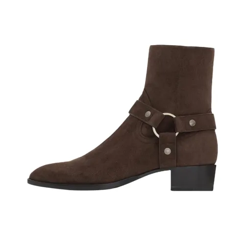 SAINT LAURENT Wyatt Ботильоны 4CM Мужской Коричневый