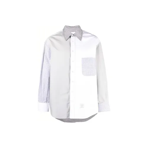 THOM BROWNE Серый Белый Мужские Рубашки