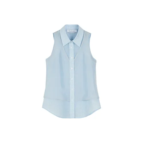 NancyCavally Синие Белые Клетчатые Рубашки для Женщин