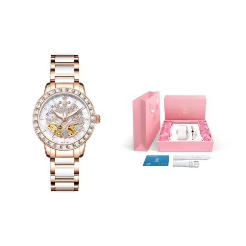 MG.ORKINA MG Механический механизм ремешок из нержавеющей стали женские часы белый циферблат