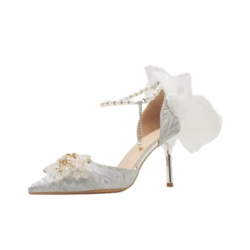 Meiretu Узкий каблук Высокие каблуки 8 см Женские Серебряные