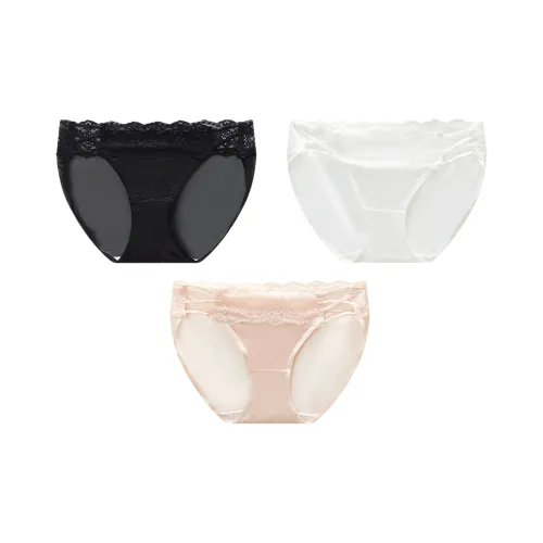 GUKOO Обсидиан Черный + Жемчужный Белый + Балетный Розовый Женские Трусики-Бикини