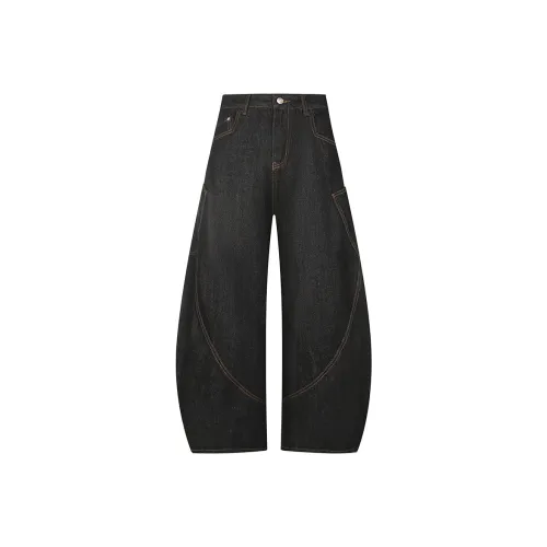 COOLALPACA Loose Fit Джинсы с широкими штанинами Унисекс Черные