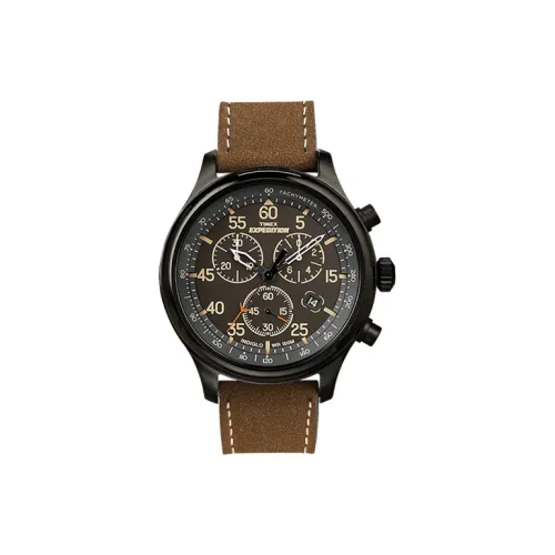 TIMEX EXPEDITION Collection Мужские часы Кварцевый механизм Кожаный ремешок 43 мм Черный циферблат