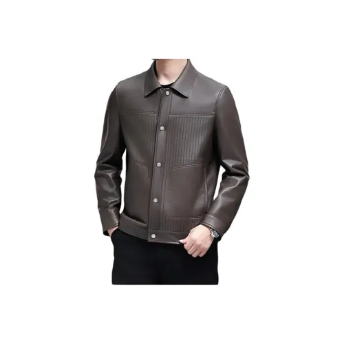 OGQG CAMEL Мужские кожаные куртки