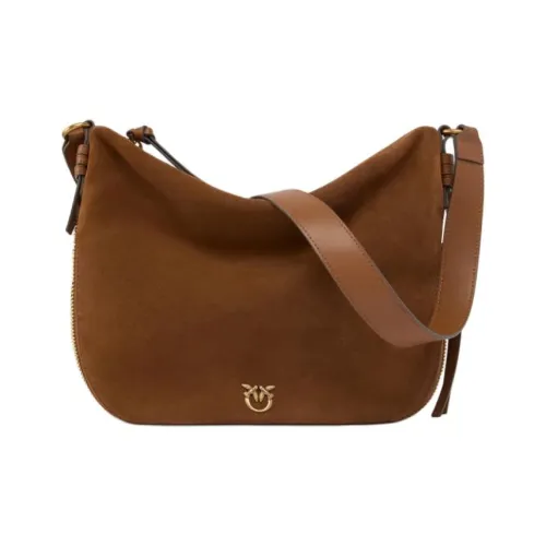 PINKO Love Birds series Сумка через плечо из коровьей кожи среднего размера женская темно-коричневого цвета