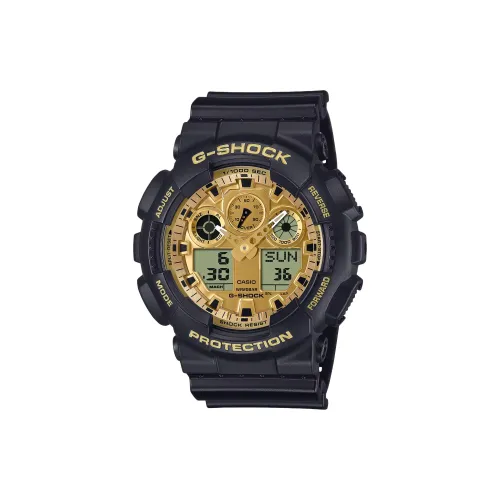 CASIO GA 100 Collection Кварцевый механизм Смольный ремешок Часы унисекс Золотой циферблат