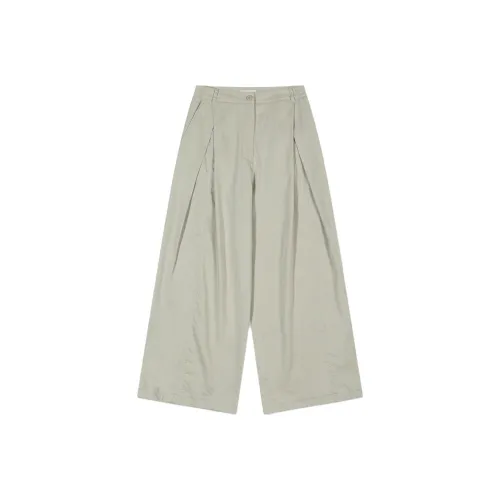 LOW CLASSIC SS25 LINEN TUCK WIDE PANTS CASUAL PANTS WOMEN'S