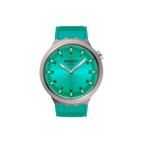 Swatch Quartz Механизм Унисекс Часы 47 мм Синий Циферблат Нержавеющая Сталь Корпус Резиновый Ремешок