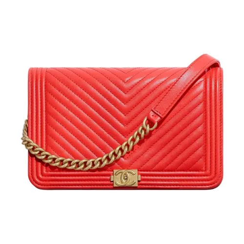 CHANEL LEBOY Lambskin Сумка через плечо Женская Красная