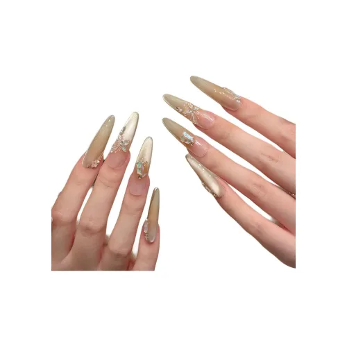 SHAQINUO False Nail Острый Тип Золотой Смузи Кокетка