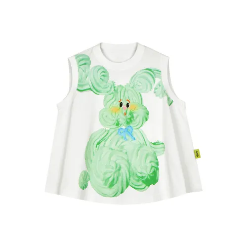 Woobaby Без рукавов Топ на бретелях Кремовый Кролик Белый, Кролик Розовый