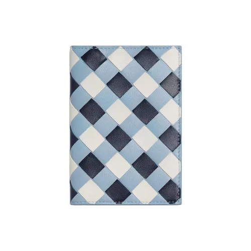 Bottega Veneta Intrecciato Коровья кожа Держатель для паспорта Женский Темно-синий Ледяной синий Белый